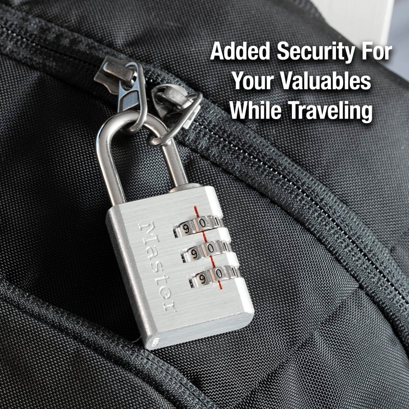 Master Lock Set Your Own Combination Aluminum Lock, Small Lock for Backpacks, Cabinets, or Zippers with 3-Digit Code,1-3/16 Inches Wide, 630D - Image 2
