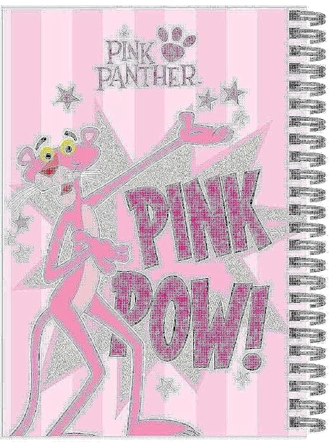 Rainbow max Pink Panther A6 Spiral Notebook With Gold Foil Or Uv Glitter 70 Sheets