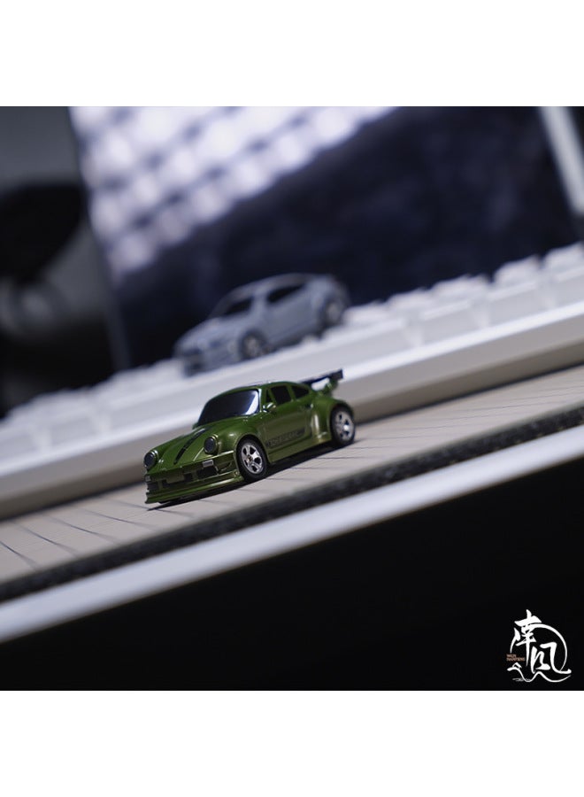 1:64 Four-wheel Drive Drift Remote Control Car RC Desktop Mini Remote Control Racing Adjustable Speed Net Red Pocket Car Product-Color:[english Color Box] Olive Green 993-Scale:1：64  - Image 1