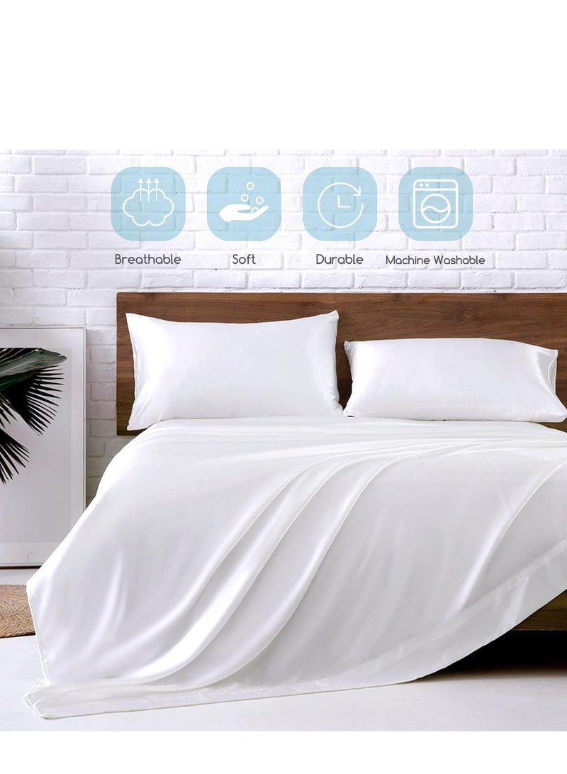 Silky Bedding Set 4-Piece King White