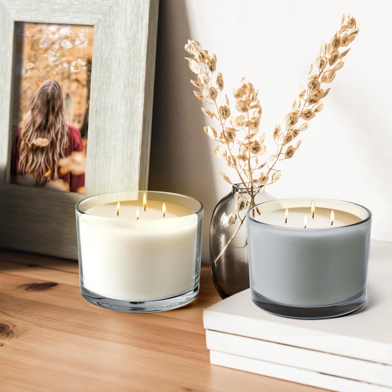 SHOWIN 18 OZ Thick Candle Jars for Making Candles 6 Pcs, Empty Jars with Wood Lids for Candle Making, Sample Container,Clear - Image 5