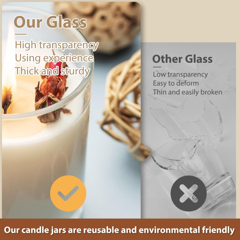 SHOWIN 18 OZ Thick Candle Jars for Making Candles 6 Pcs, Empty Jars with Wood Lids for Candle Making, Sample Container,Clear - Image 3
