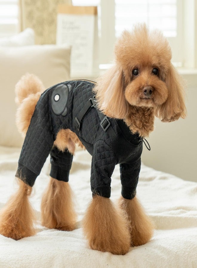 Puppia Quilo Warm Cute Winter Jumpsuit with Integrated Harness for Small and Medium Dogs, Black, Small - Image 3