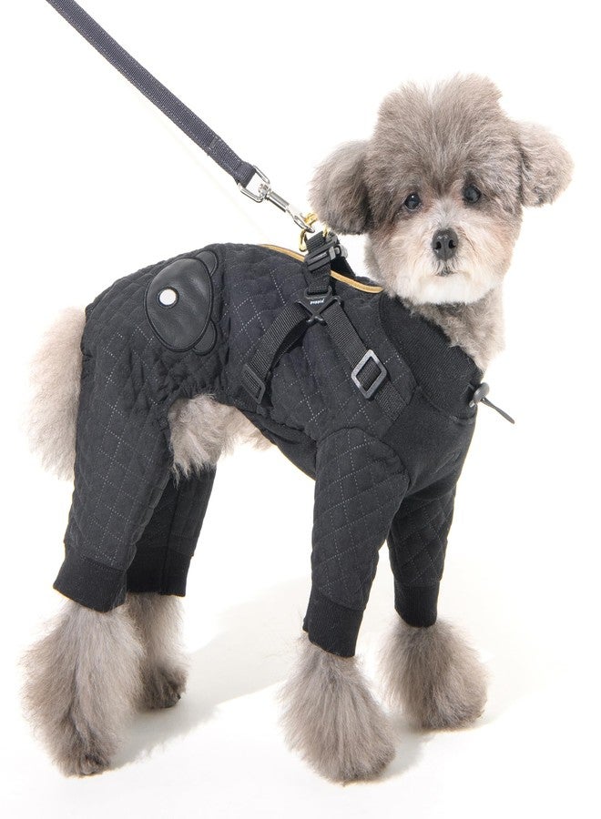 Puppia Quilo Warm Cute Winter Jumpsuit with Integrated Harness for Small and Medium Dogs, Black, Small - Image 4