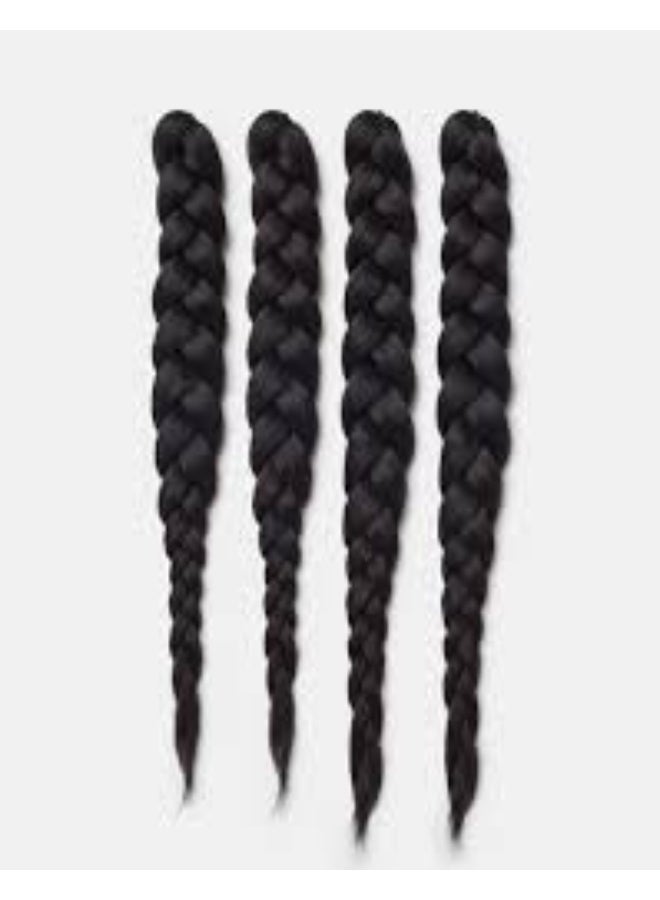 وصلة شعر صناعي للراستا لون اسود طويل مموج 3 قطع - Image 3