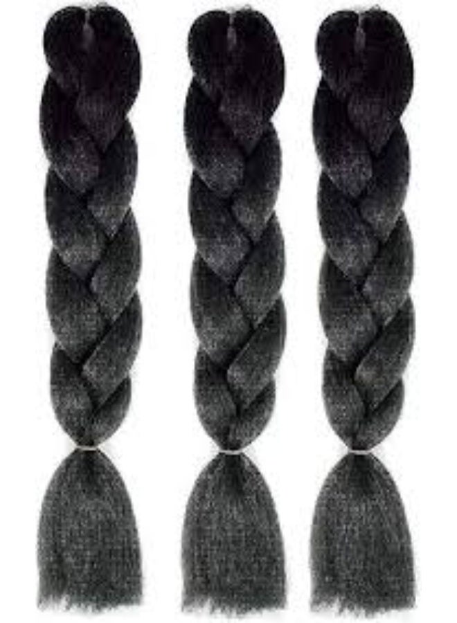 وصلة شعر صناعي للراستا لون اسود طويل مموج 3 قطع - Image 1