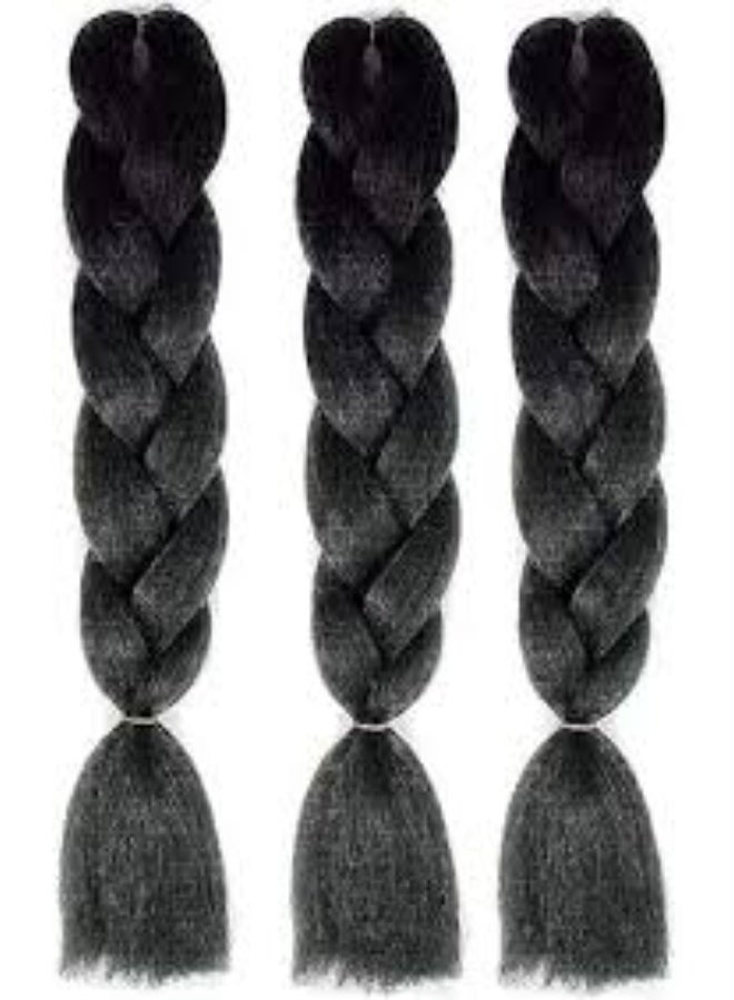 وصلة شعر صناعي للراستا لون اسود طويل مموج 3 قطع - Image 4