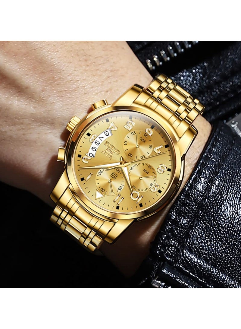 أوليفز ساعة Olevs رياضية متعددة الوظائف كرونوغراف مقاومة للماء للرجال ساعات كوارتز من الفولاذ المقاوم للصدأ - Image 3