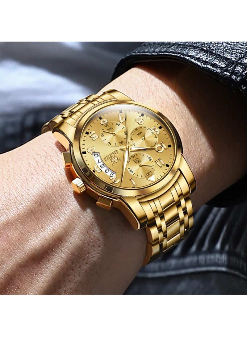 أوليفز ساعة Olevs رياضية متعددة الوظائف كرونوغراف مقاومة للماء للرجال ساعات كوارتز من الفولاذ المقاوم للصدأ - Image 4