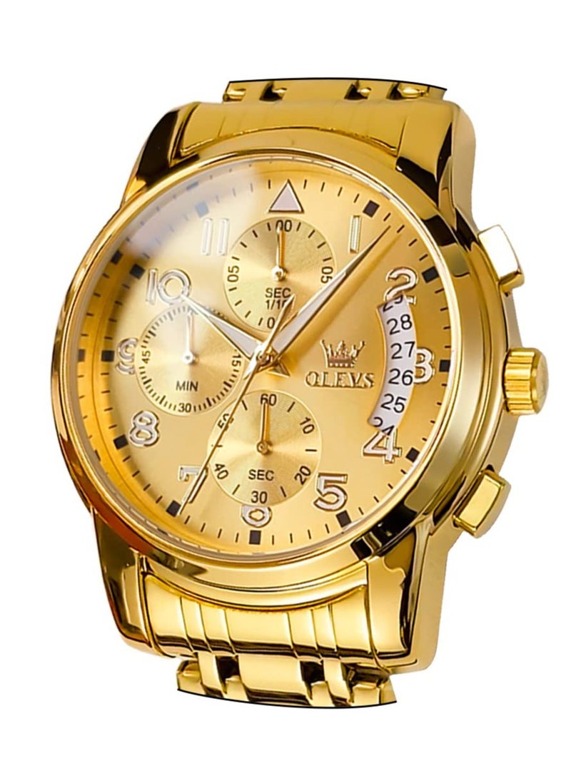 أوليفز ساعة Olevs رياضية متعددة الوظائف كرونوغراف مقاومة للماء للرجال ساعات كوارتز من الفولاذ المقاوم للصدأ - Image 2