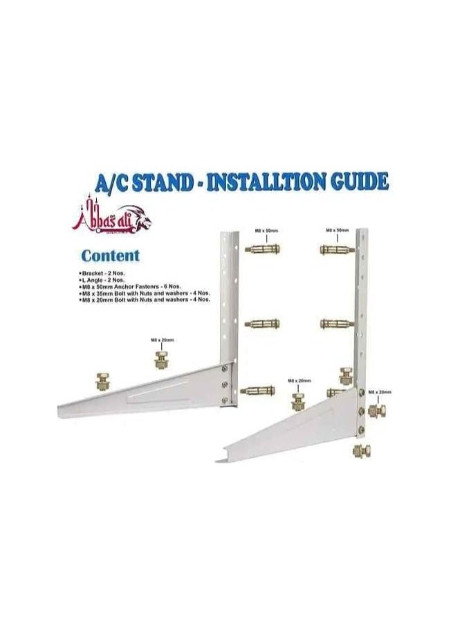 ABBASALI Heavy Duty Air Conditioner Outdoor Wall Mounting Brackets Ac out door stand for 1 Ton, 1.1 Ton, 1.2 Ton, 1.5 Ton, 2 Ton Outdoor Units With FIX Bolts, T SPANNER & Glove (500x500 mm)  - Image 3