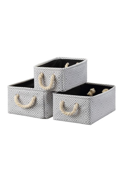 Storage Basket Set with Printed Wires 3Piece - White |Storage Basket for Shelves for Organizing Closet Shelf Nursery Toy