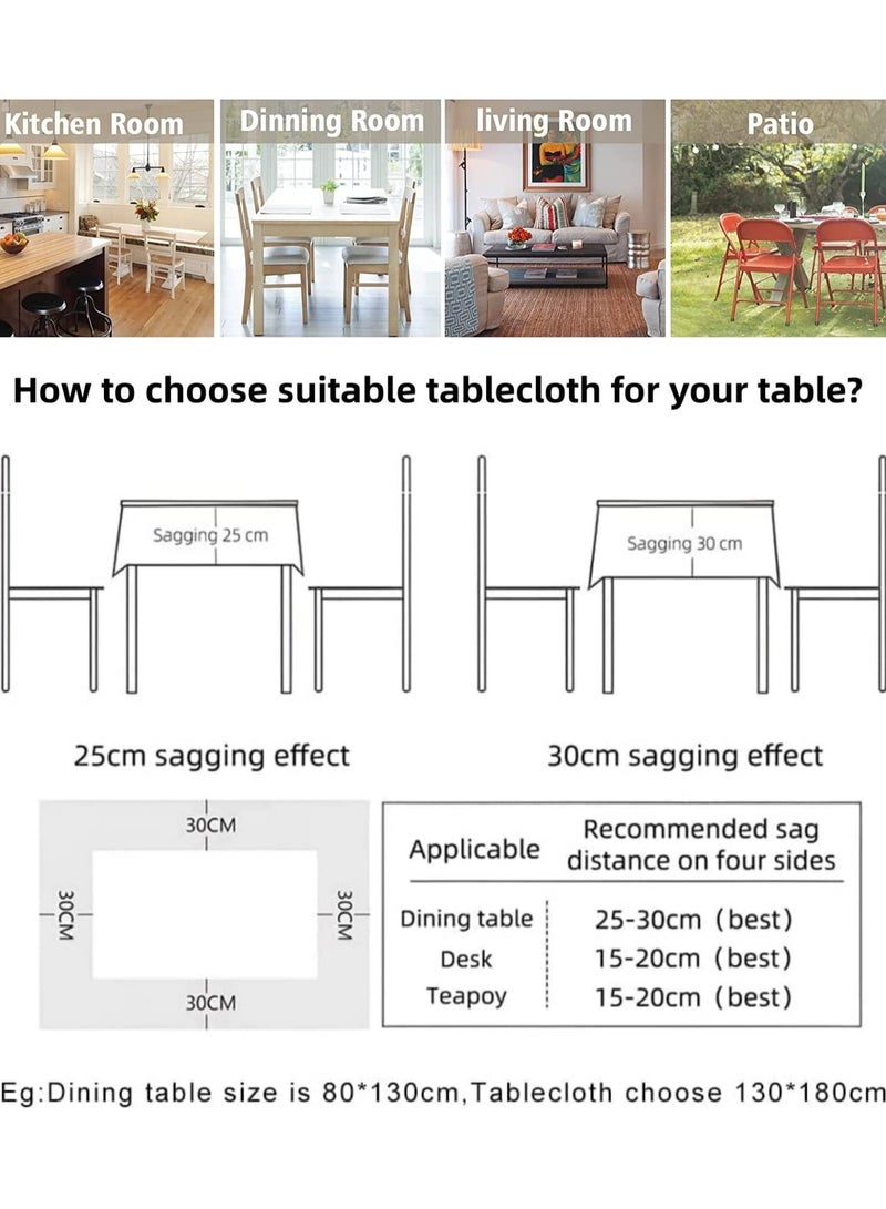 Rectangle Waterproof Vinyl Tablecloth, 100 Oil Proof Spill Proof Dining Table Cover, Wipe Clean Pvc Table Cloth for Summer Indoor and Outdoor Picnic, 140, 180cm 55, 71in  - Image 4
