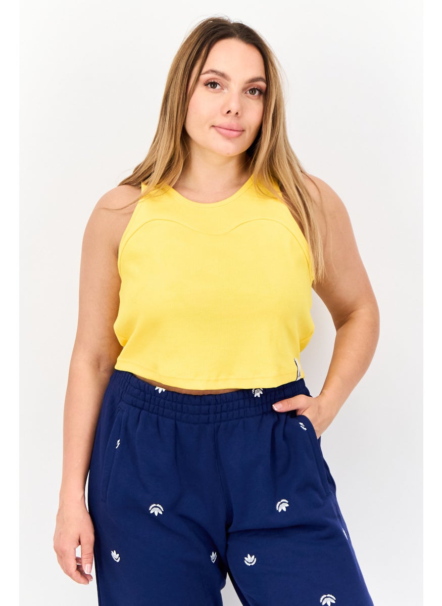 Adidas - Women Tight Fit Sleeveless Outdoor Crop Tank Top, Bright Yellow - Image 1