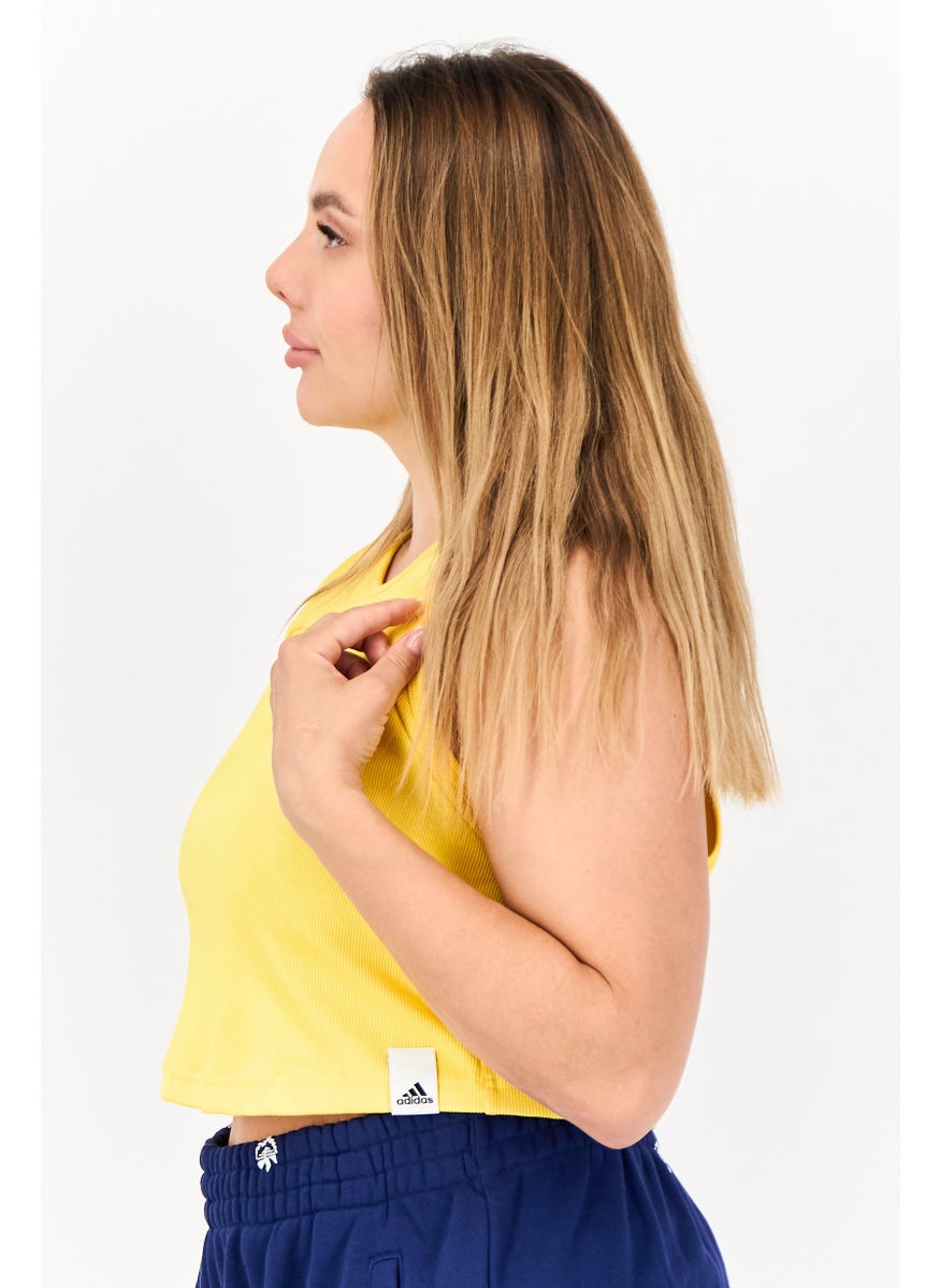 Adidas - Women Tight Fit Sleeveless Outdoor Crop Tank Top, Bright Yellow - Image 1