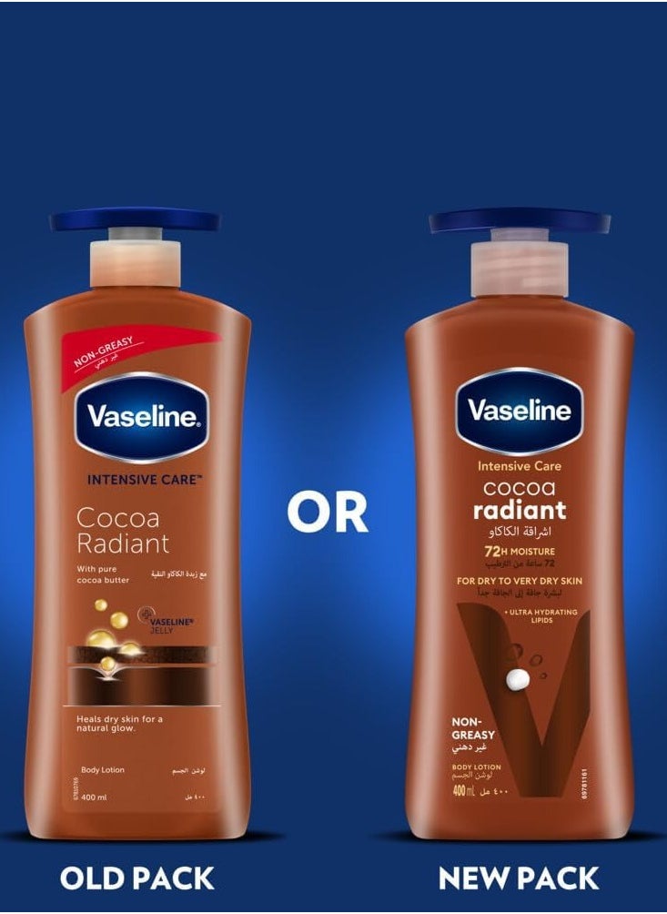 Vaseline - Vaseline Body Lotion Cocoa Radiant With Cocoa Butter Non Greasy Formula, Restores Glow To Dull, Dry Skin 400ml - Image 1