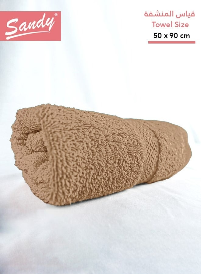 ساندي منشفة فاخرة للشعر والوجه واليد قطن 100% ساندي, صنعت في مصر, مثالية للاستخدام اليومي, سريعة الجفاف وعالية الامتصاص وشديدة النعومة 50 × 90 سم, بني - Image 1