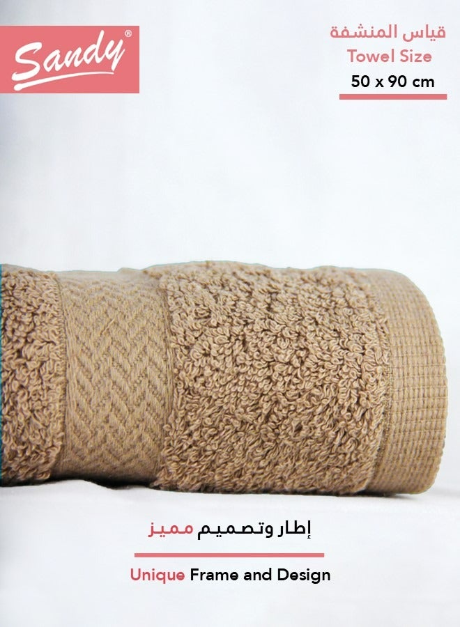 ساندي منشفة فاخرة للشعر والوجه واليد قطن 100% ساندي, صنعت في مصر, مثالية للاستخدام اليومي, سريعة الجفاف وعالية الامتصاص وشديدة النعومة 50 × 90 سم, بني - Image 2