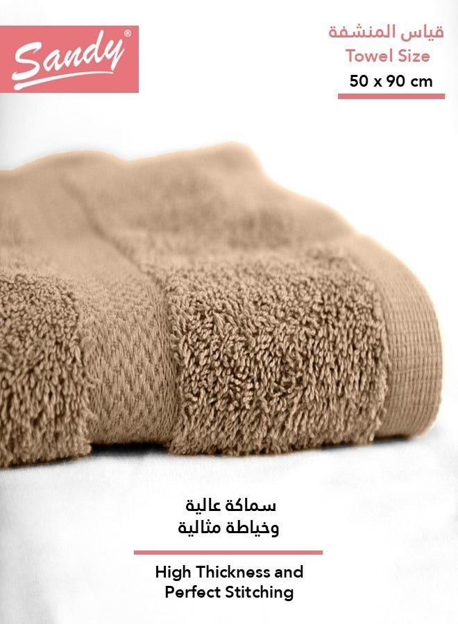 ساندي منشفة فاخرة للشعر والوجه واليد قطن 100% ساندي, صنعت في مصر, مثالية للاستخدام اليومي, سريعة الجفاف وعالية الامتصاص وشديدة النعومة 50 × 90 سم, بني - Image 3