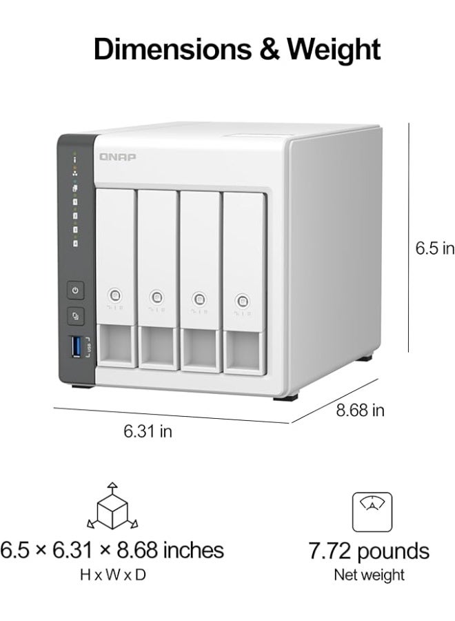 QNAP TS-433-4G-US 4 Bay NAS with Quad-core Processor, 4 GB DDR4 RAM and 2.5GbE Network (Diskless) - Image 2