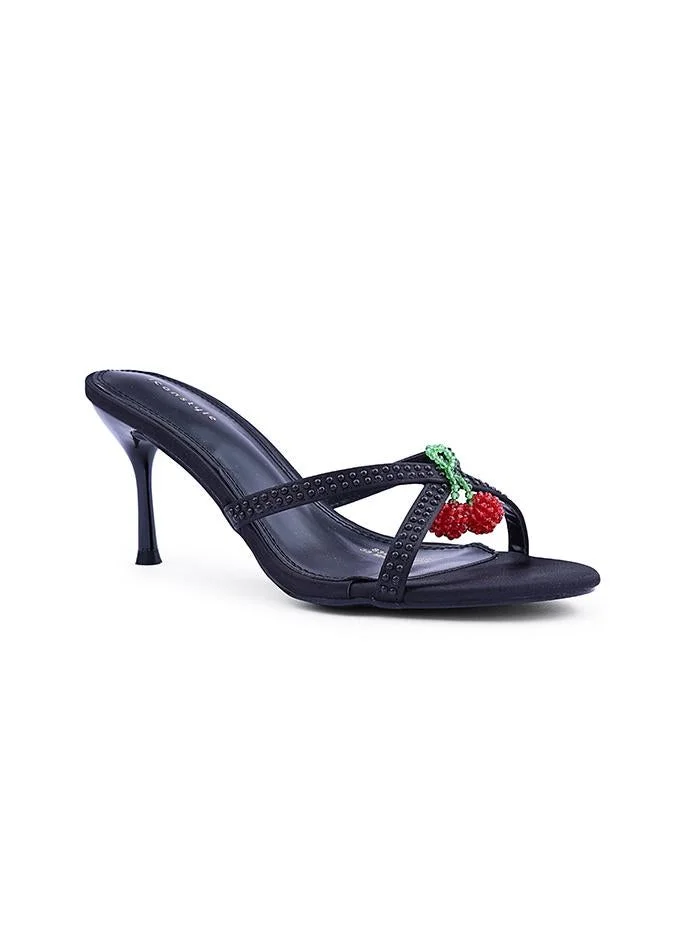 IconStyle Embroidered Open-Toe Mule Heels
