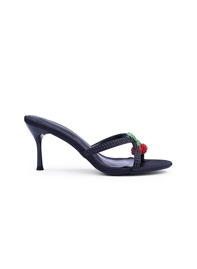 IconStyle Embroidered Open-Toe Mule Heels
