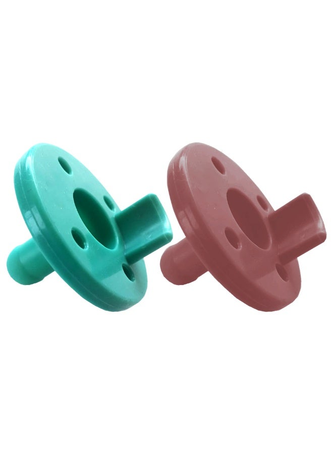 Minikoioi Pack of 2 Silicone Basics Soother - Green/Rose - Image 1