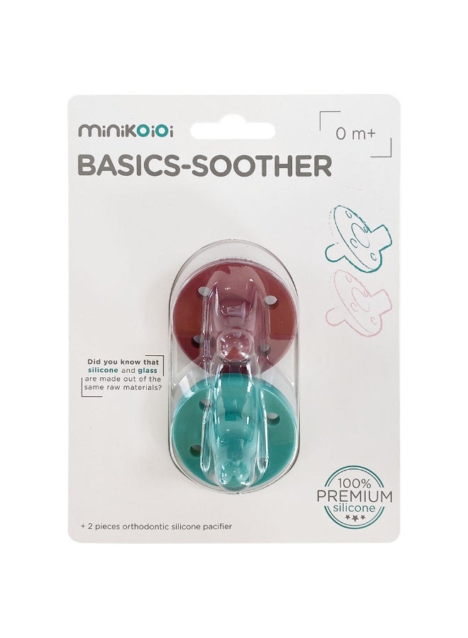Minikoioi Pack of 2 Silicone Basics Soother - Green/Rose - Image 2