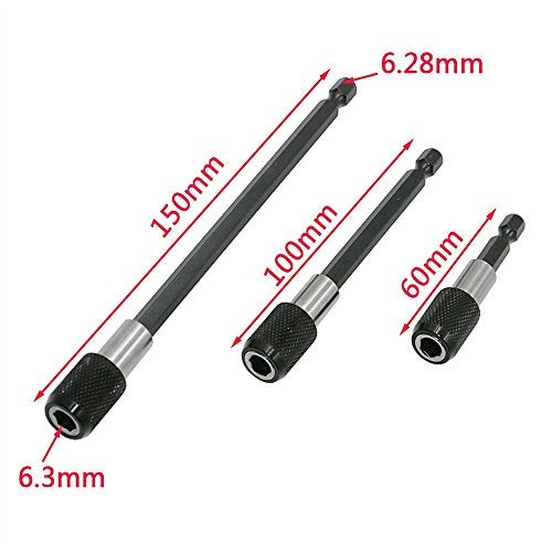Eyech 3Pcs 1/4 Inch Hex Shank Magnetic Drill Bit Extension Quick Release Screwdriver Nut Drill Bit Holder Extension Kit Set for Impact Driver Bits -2/4/ 6 Inch Length - Image 2