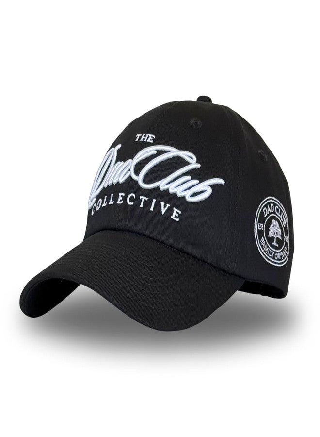 CITRUSY Trendy Mom & Dad Baseball Dad Caps | Men & Women Low Profile Hats | Cute Ladies Ponytail Vintage NY Ball Cap | Boy Mom Girl Dad Distressed Summer Hats | Cotton | Adjustable Strap (Dad Club | Black) - Image 1