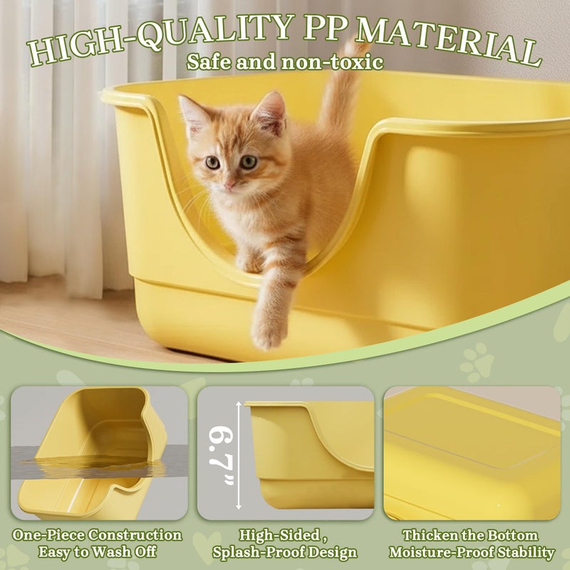 Tehoao Low Entry Small Litter Box for Kittens, Kitty Plastic Litter Boxes, Open Top, Anti-Splash High Sided Litter Tray Pan for Medium Pets, Puppy, Easy to Clean, 15.7" L*11.8" W*6.7" H (Grey) - Image 3