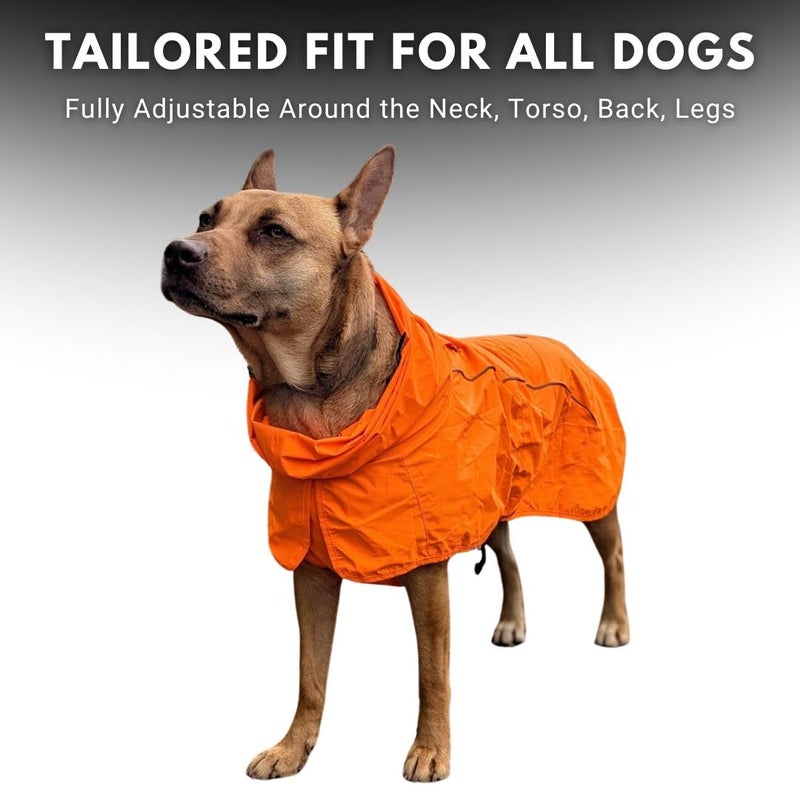 Spark Paws Dog Raincoat, Waterproof Windproof Rain Jacket, for Small Medium Large Extra Large Dogs, Reflective Breathable Full-Body Coverage Dry Suit - Orange - S - Image 4