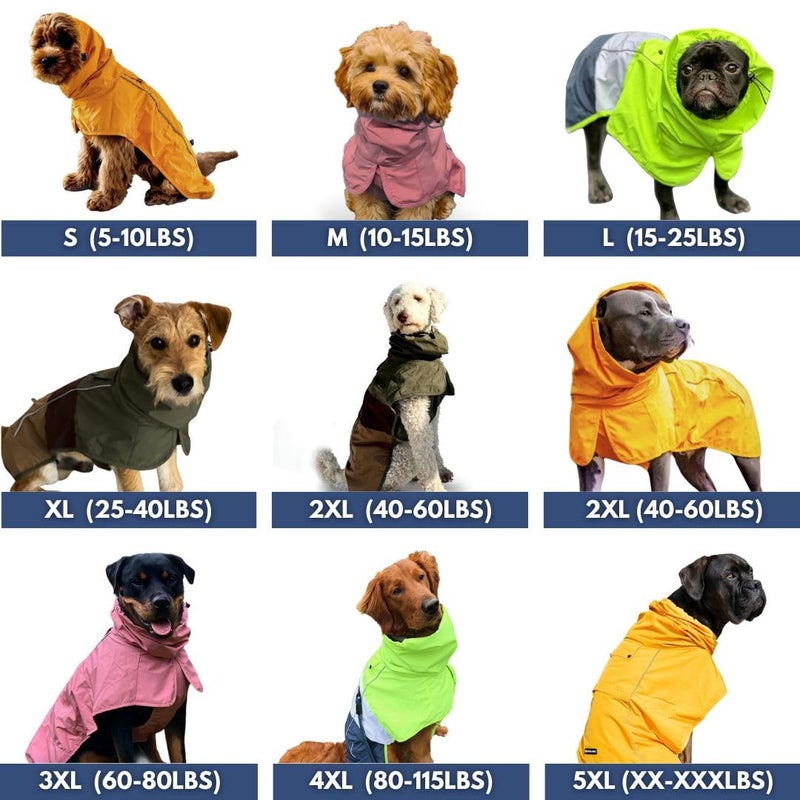 Spark Paws Dog Raincoat, Waterproof Windproof Rain Jacket, for Small Medium Large Extra Large Dogs, Reflective Breathable Full-Body Coverage Dry Suit - Orange - S - Image 2