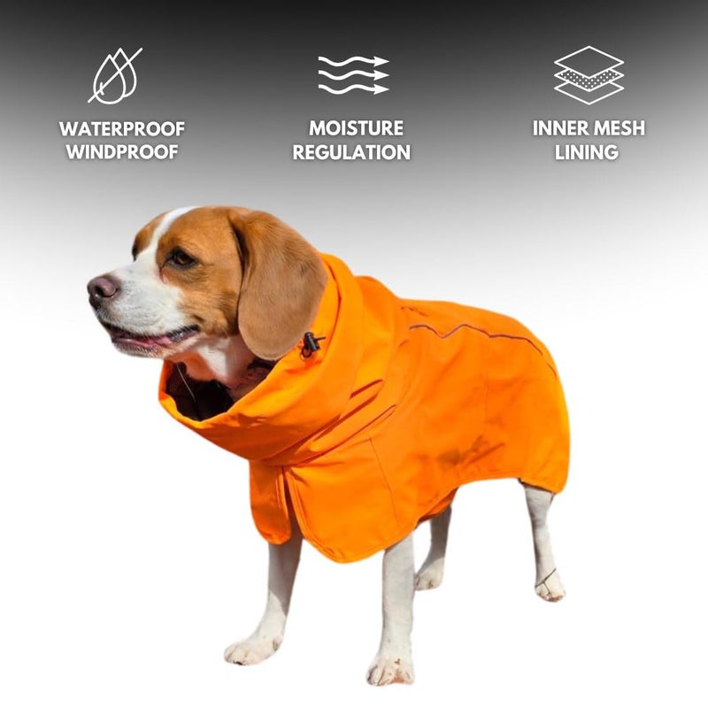 Spark Paws Dog Raincoat, Waterproof Windproof Rain Jacket, for Small Medium Large Extra Large Dogs, Reflective Breathable Full-Body Coverage Dry Suit - Orange - S - Image 3