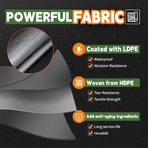RAINDEWAY Tarps Heavy Duty Waterproof 10x12 Feet,10Mil Thick Multipurpose Poly Tarp Cover with Metal Grommets and Reinforced Edges,Silver/Brown Tarp - Image 3
