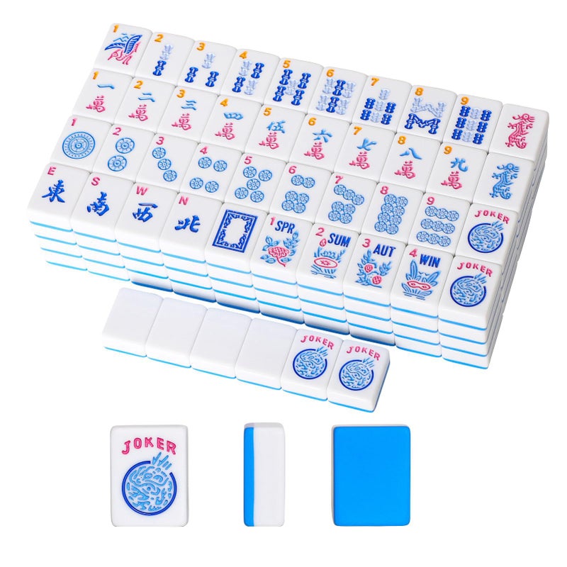 GUSTARIA American Mahjong Tiles (1.2â€,Tiles Only), 166 Pcs American Mahjong Tile Set with Blue Color - Image 1