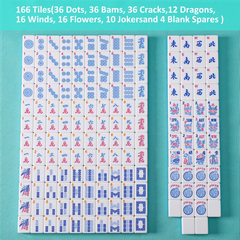 GUSTARIA American Mahjong Tiles (1.2â€,Tiles Only), 166 Pcs American Mahjong Tile Set with Blue Color - Image 2
