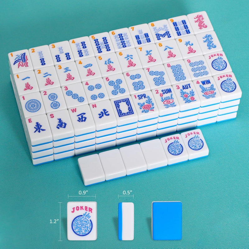 GUSTARIA American Mahjong Tiles (1.2â€,Tiles Only), 166 Pcs American Mahjong Tile Set with Blue Color - Image 3