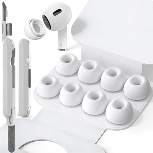 SIXFU 4 Sizes of Ear Tip Replacement Compatible with AirPod Pro and AirPods Pro 2 Ear Tips with Portable Storage Box & Cleaning Kit, Noise Reduction Hole & Dense Dust Guard Screen(XS/S/M/L)-White - Image 1