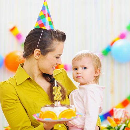 BBTO شمعة عيد الميلاد نصف BBTO 1/2 سنة كعكة توبير للاحتفال بعيد ميلاد الطفل نصف السنة (ذهبي) - Image 3