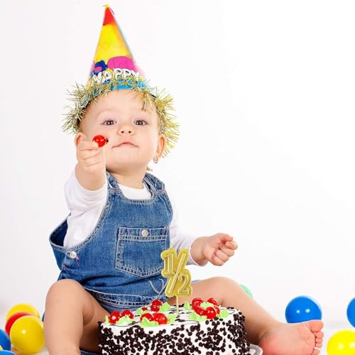 BBTO شمعة عيد الميلاد نصف BBTO 1/2 سنة كعكة توبير للاحتفال بعيد ميلاد الطفل نصف السنة (ذهبي) - Image 5