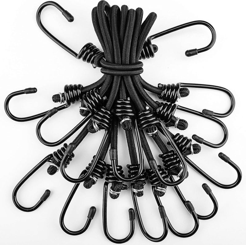 ZHOUBIN Bungee Cords with Hooks 15 inch - Black Bungee Cords 8 Pcs - Image 1