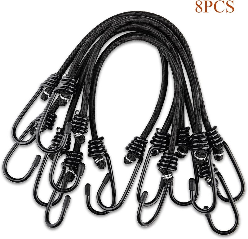 ZHOUBIN Bungee Cords with Hooks 15 inch - Black Bungee Cords 8 Pcs - Image 4