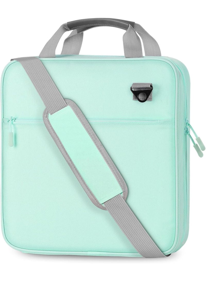 3-Ring Zipper Binder with Shoulder Strap, 500 Sheet Capacity School Binder Organizer, Multi-Pocket Notebook for Middle/High School u0026 College, Durable Zippered Folder with Handle(Mint Green) - Image 1