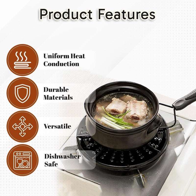 (BUY ONE GET ONE FREE) Kitchen Heat Diffuser for Gas & Electric Stove Cooktop – Ideal for Clay Pots, Tagines, Moka Pots, Cookware - Simmer Plate Heat Disperser for heat ranges black - Image 4