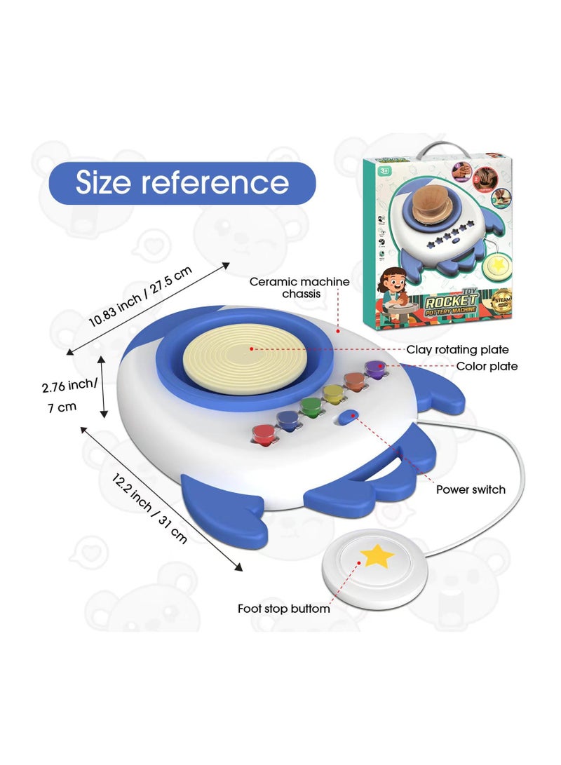 SOLARAE أطقم عجلة الفخار للأطفال، مجموعة كاملة من عجلة الفخار وأدوات الرسم مع طين النحت، طين طبيعي يجف في الهواء، أدوات الطين، أدوات الحرف، الفنون والحرف، مجموعة كاملة للمبتدئين، أطقم الحرف للأطفال - Image 2