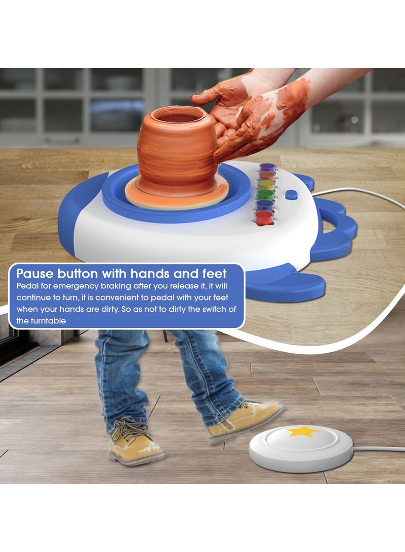 SOLARAE أطقم عجلة الفخار للأطفال، مجموعة كاملة من عجلة الفخار وأدوات الرسم مع طين النحت، طين طبيعي يجف في الهواء، أدوات الطين، أدوات الحرف، الفنون والحرف، مجموعة كاملة للمبتدئين، أطقم الحرف للأطفال - Image 3