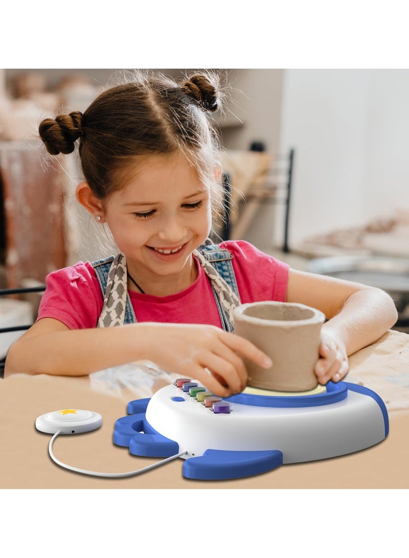 SOLARAE أطقم عجلة الفخار للأطفال، مجموعة كاملة من عجلة الفخار وأدوات الرسم مع طين النحت، طين طبيعي يجف في الهواء، أدوات الطين، أدوات الحرف، الفنون والحرف، مجموعة كاملة للمبتدئين، أطقم الحرف للأطفال - Image 5