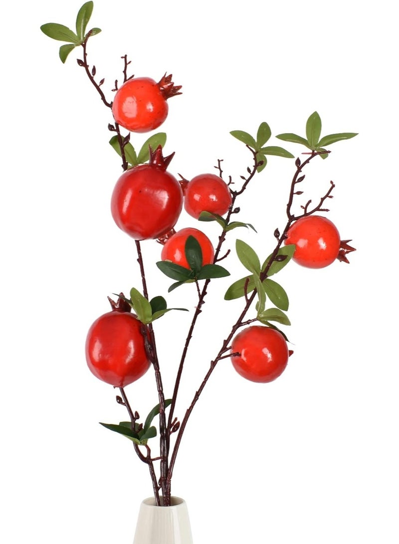 LATIFA Artificial Pomegranate Branch, Lifelike Simulation, 33-inch for Home Decor 1 Branch - Image 1