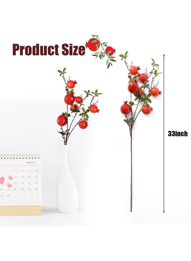 LATIFA Artificial Pomegranate Branch, Lifelike Simulation, 33-inch for Home Decor 1 Branch - Image 2